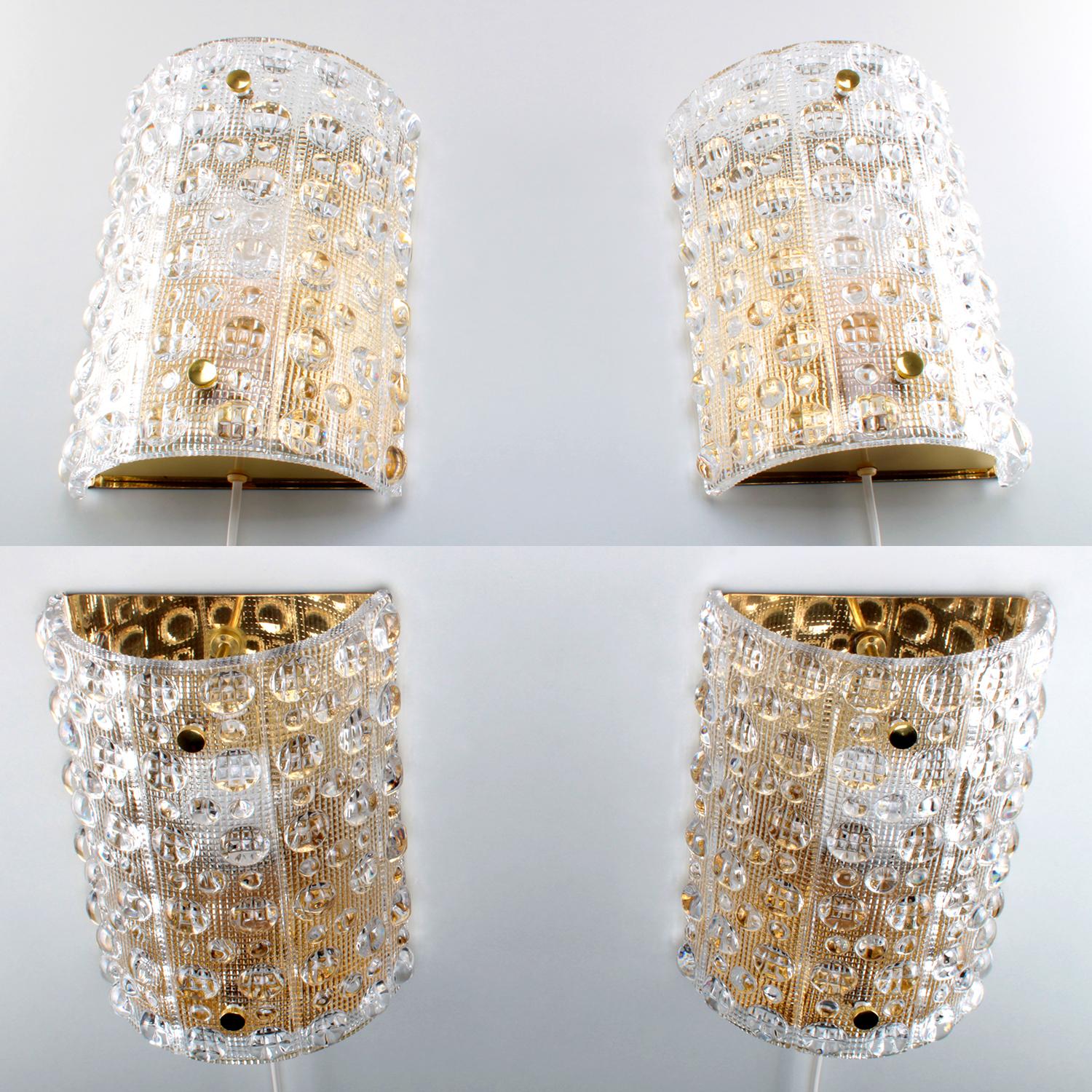 Crystal Sconces 'Pair' Wall Lamps by Carl Fagerlund for Orrefors in the 1960s In Good Condition In Brondby, Copenhagen