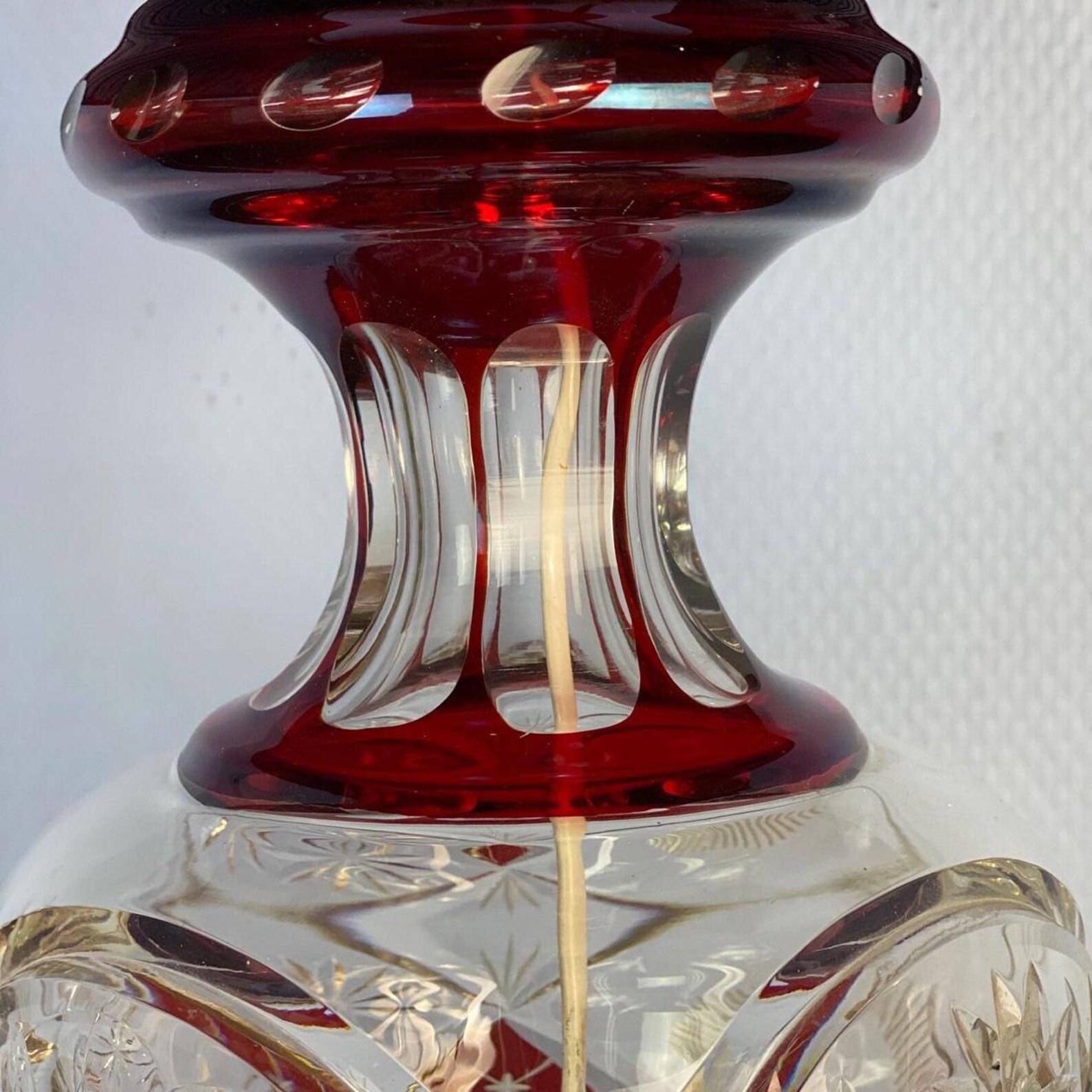 Crystal Sculpture Table Lamp, Val Saint Lambert  Art Deco Style, 1970s In Excellent Condition For Sale In Bastogne, BE