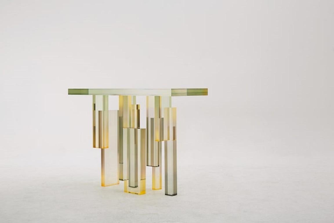 Korean Crystal Series Console Table 02 Acrylic in Transparent Yellow Customized For Sale