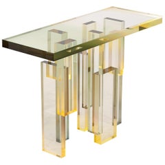 Crystal Series Console Table 02 Acrylic in Transparent Yellow Customised
