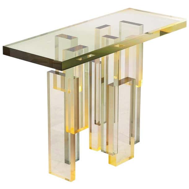 Crystal Series Console Table 02 Acrylic in Transparent Yellow ...