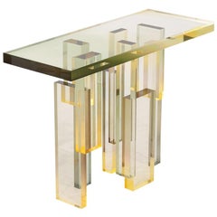 Crystal Series Console Table 02 Acrylic in Transparent Yellow Customized