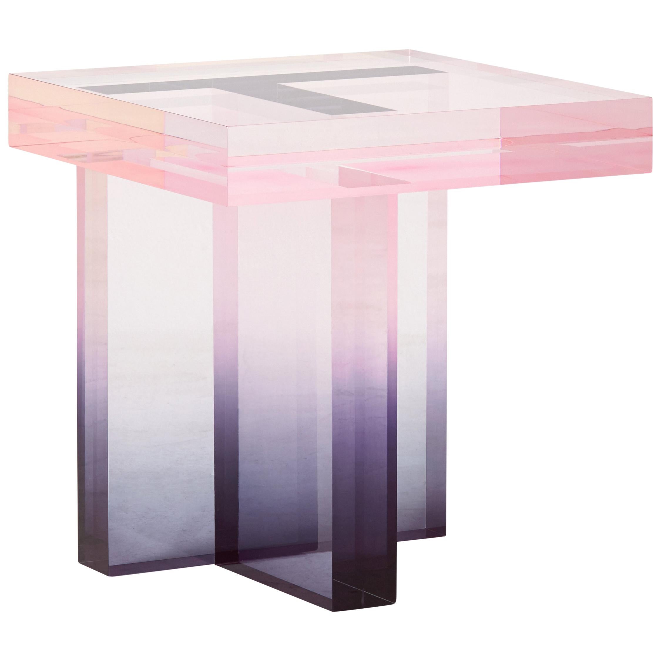 Crystal Series Table 01 Acrylic in Transparent Pink and Blue Customized