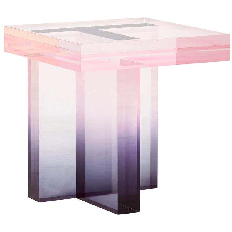 Crystal Series Table 01 Acrylic in Transparent Pink and Blue Customized ...