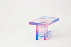 Crystal Series Table-04 Acrylic in Transparent Yellow/Pink and Blue Customized