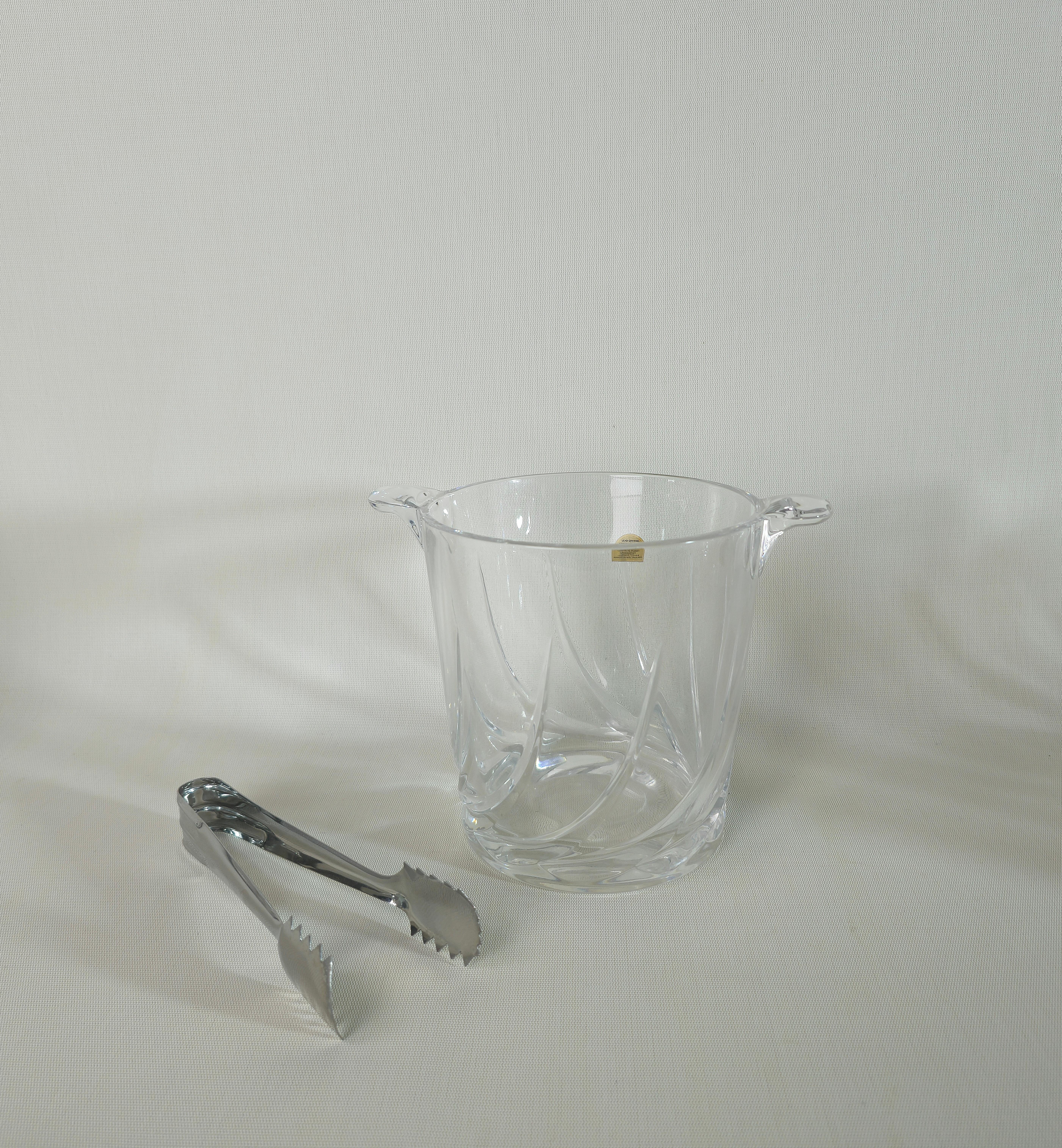 Crystal Serveware Glasses Bottle Ice Bucket Da Vinci Modern Italy 1990s Set of 8 For Sale 5
