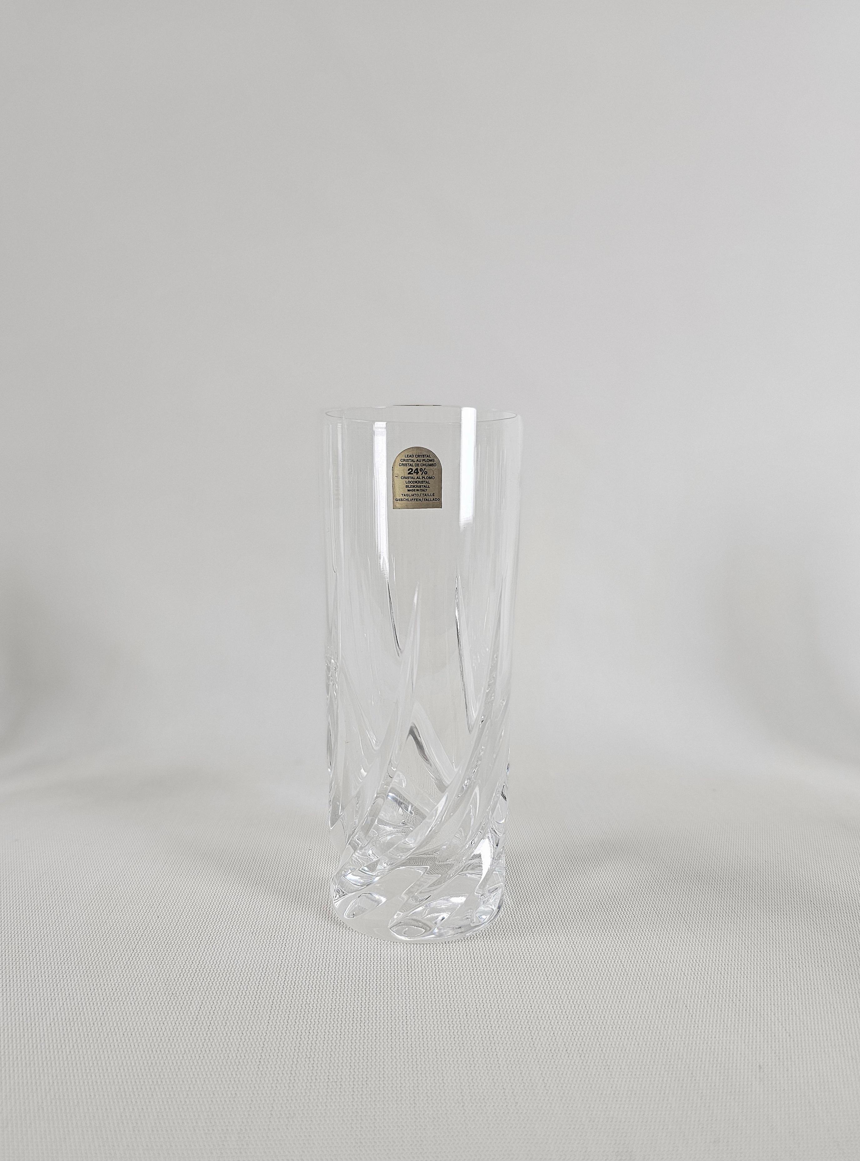 Crystal Serveware Glasses Bottle Ice Bucket Da Vinci Modern Italy 1990s Set of 8 For Sale 6