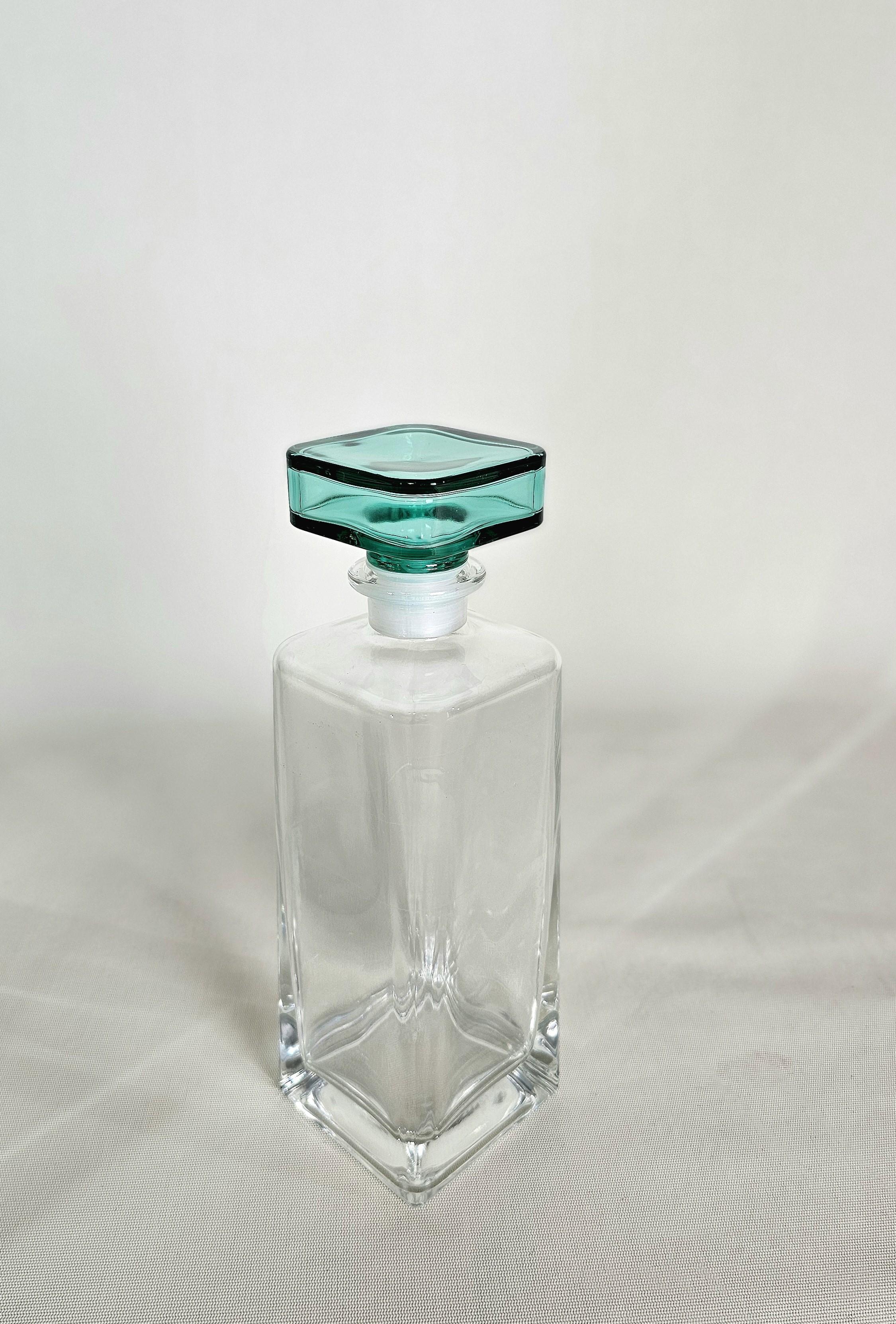 Crystal Serveware Glasses Bottle Transparent Green Modern Italy 1990s Set of 13 For Sale 6