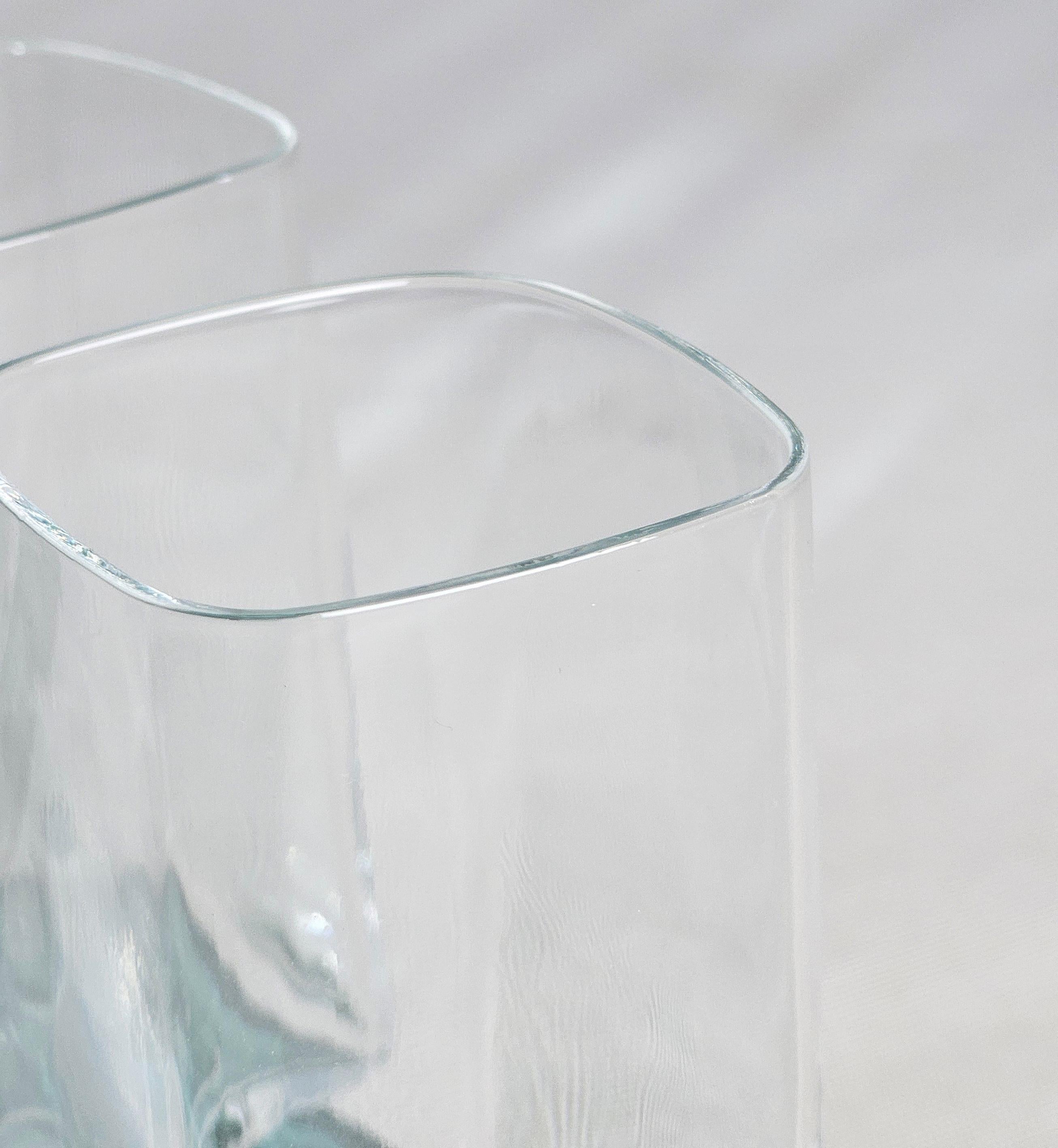 20th Century Crystal Serveware Glasses Bottle Transparent Green Modern Italy 1990s Set of 13 For Sale