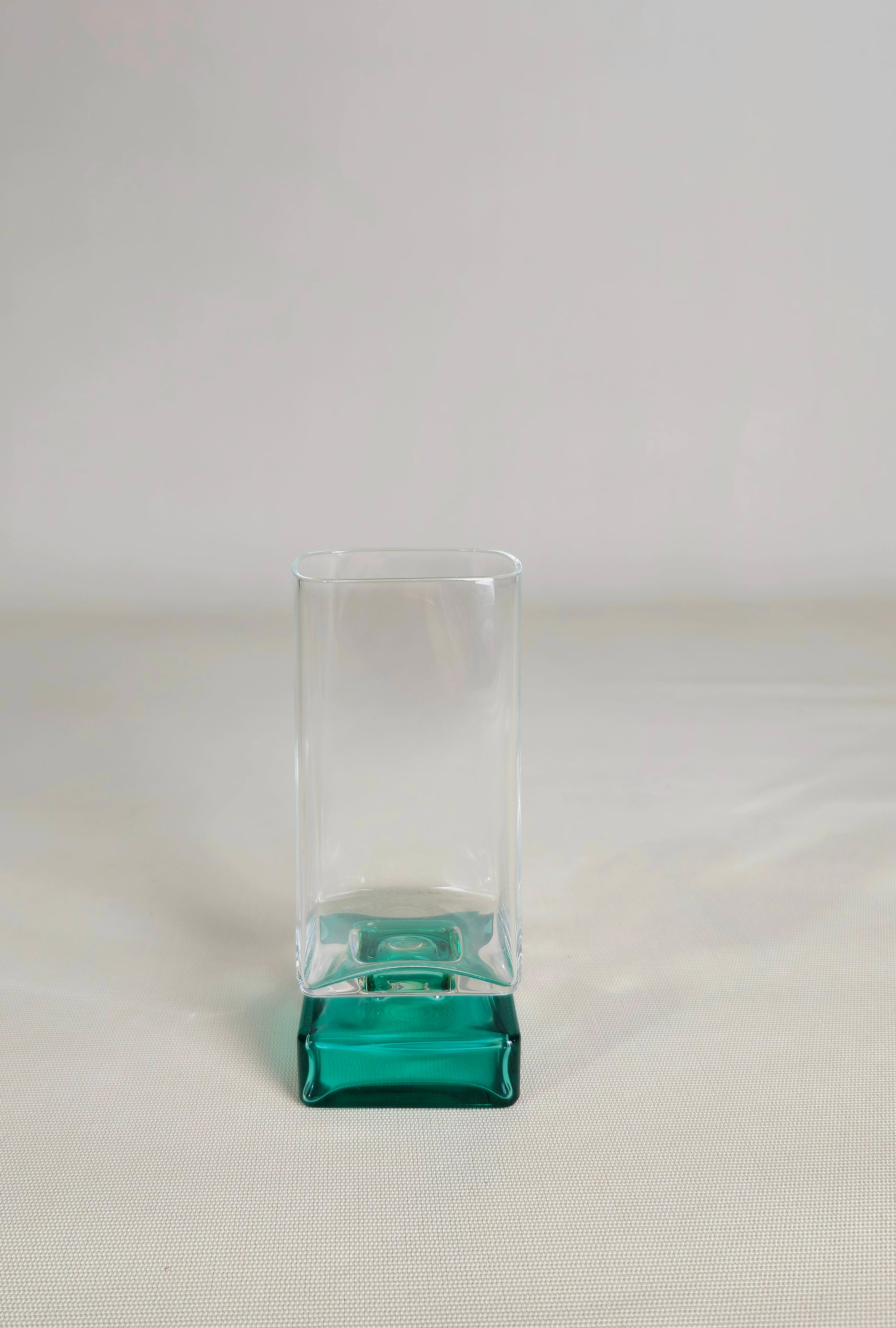 Crystal Serveware Glasses Bottle Transparent Green Modern Italy 1990s Set of 13 For Sale 4