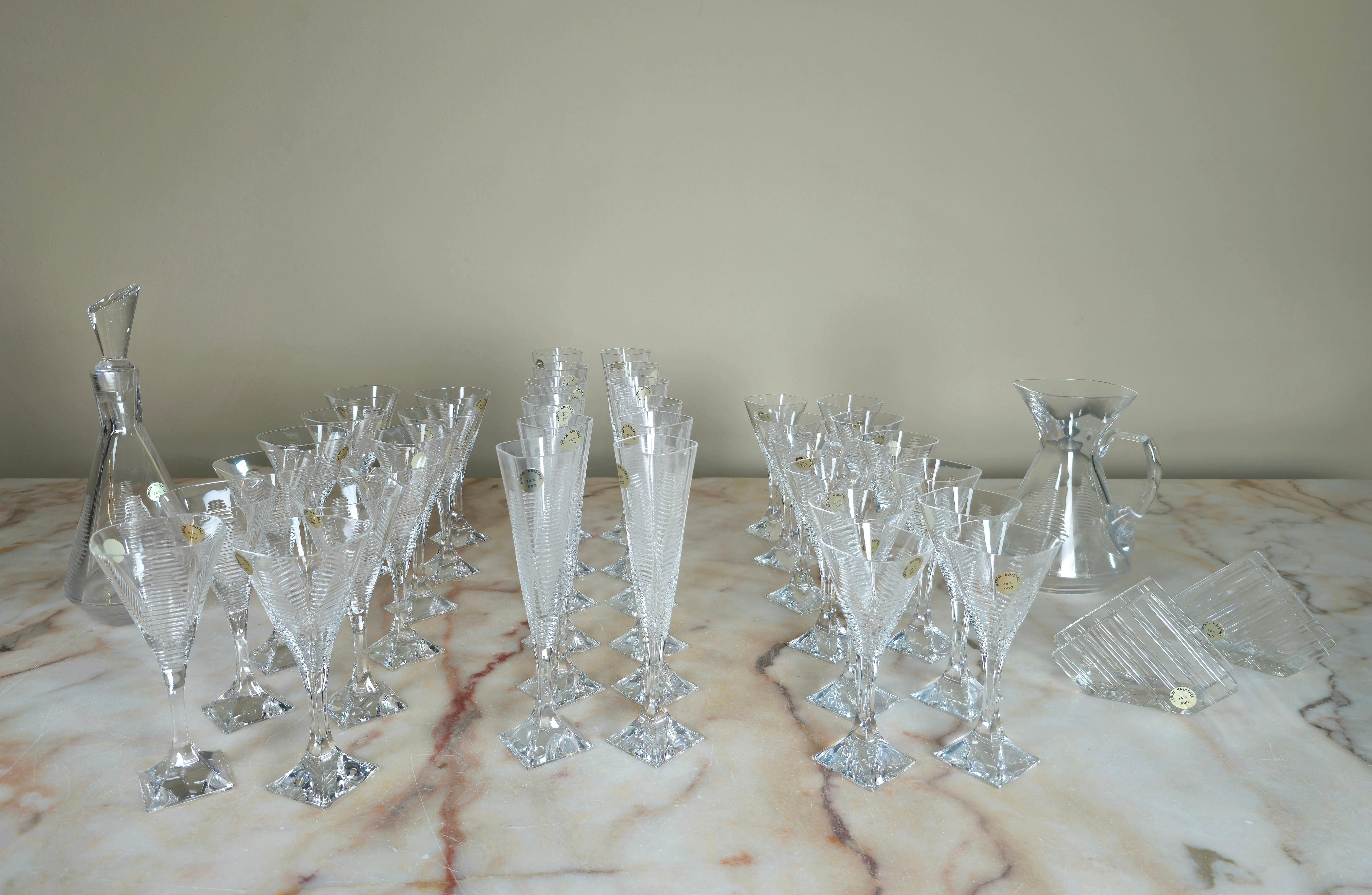 Crystal Serveware Glasses Swiss Design Arbon Krystall Modern 1990s Set of 40  In Good Condition For Sale In Palermo, IT