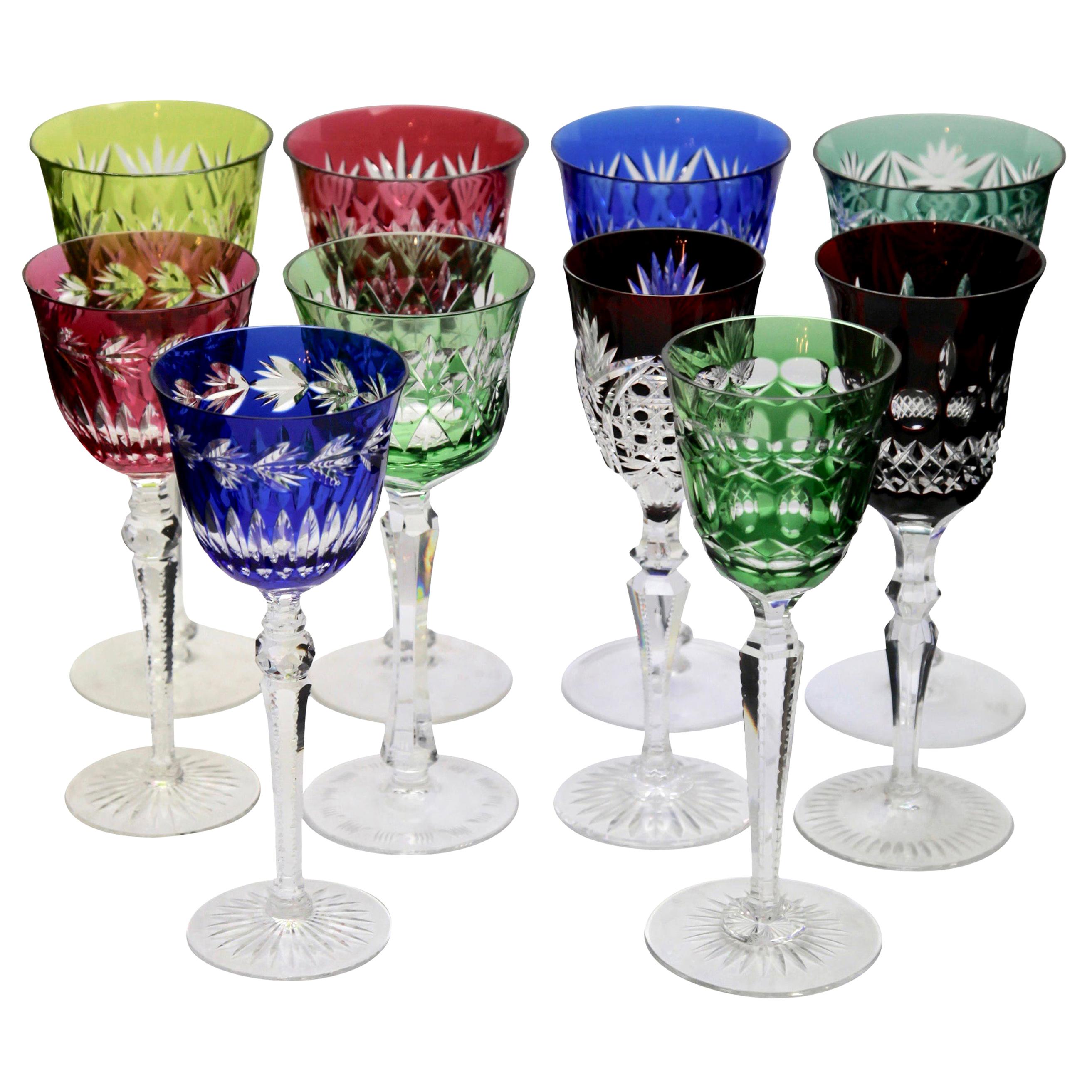 Stunning Collection of 21 Heavy Cut Lead Crystal Stemmed Wine Goblets