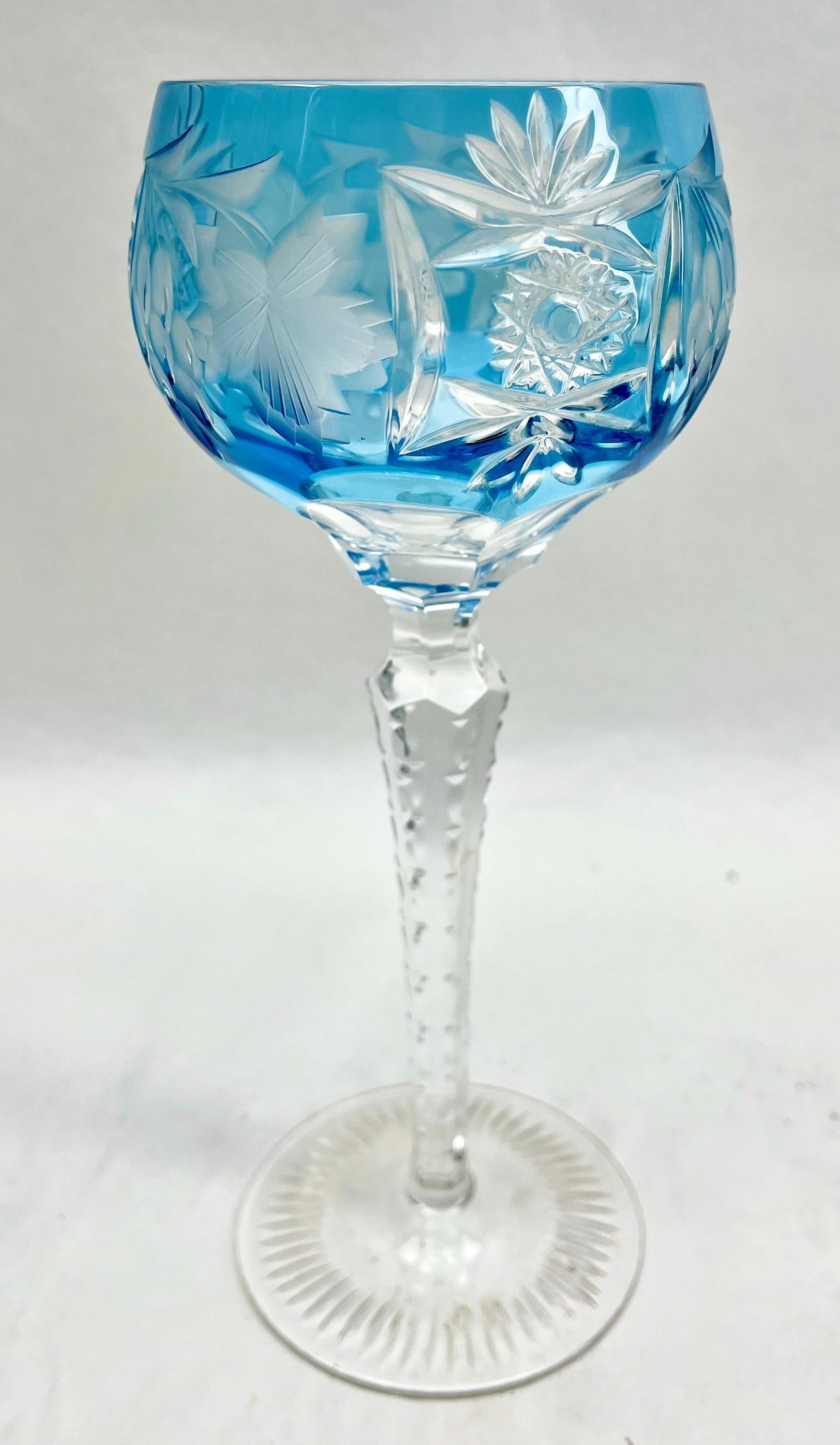 Allemand Set de 5 verres à pied en cristal Nachtmann Label avec overlay taillé en clair en vente