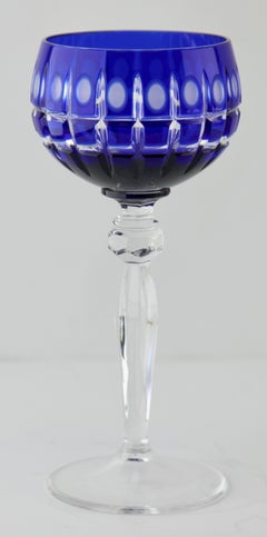 Crystal Set of 6 Nachtmann Stem Glasses with Overlay Cut to Clear