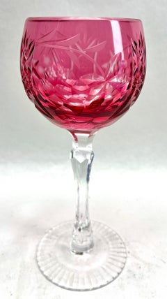 Crystal Set of 6 Nachtmann Stem Glasses with Overlay Cut to Clear