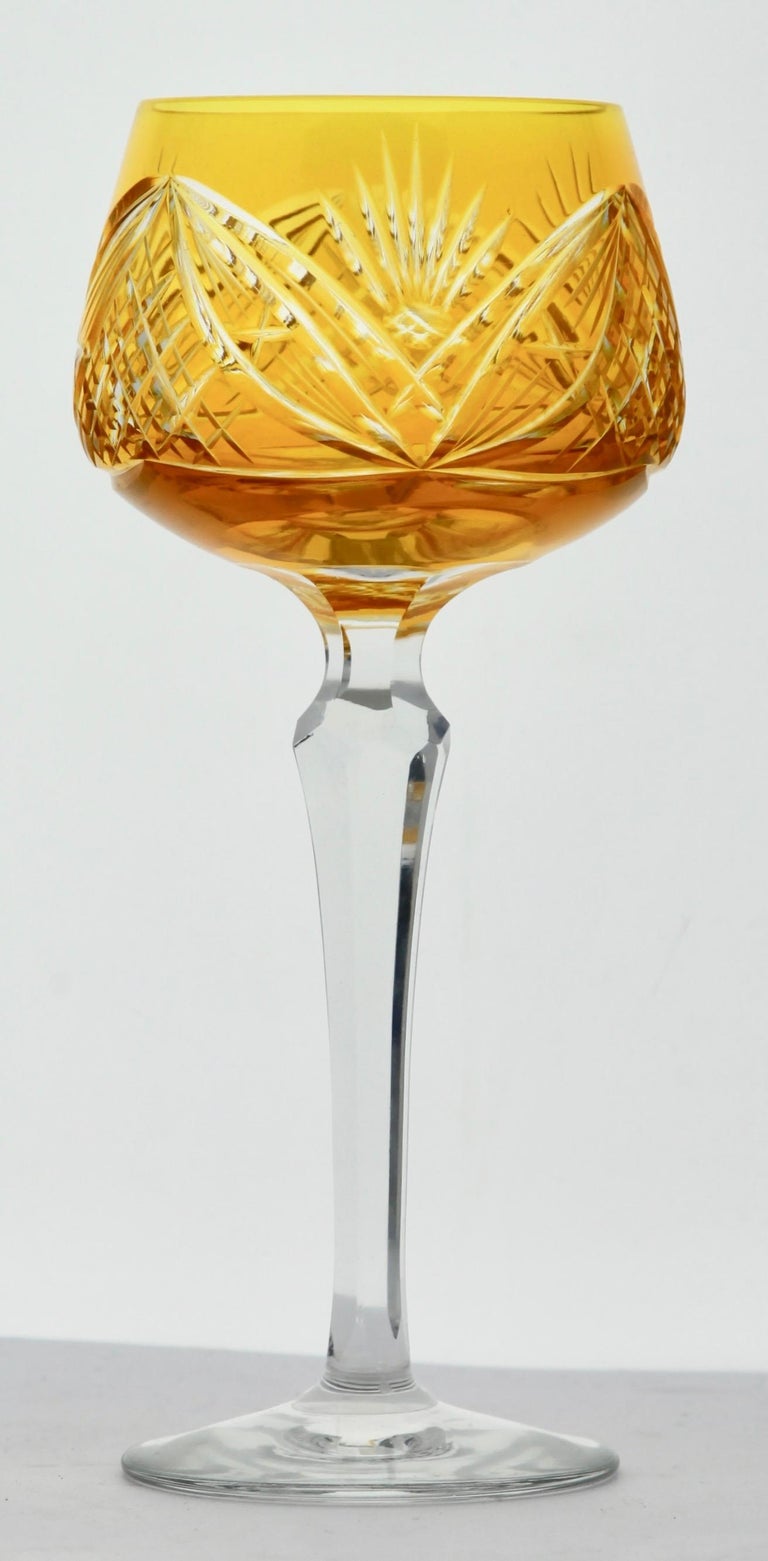 Crystal Set of 6 Nachtmann Stem Glasses with Overlay Cut to Clear at 1stDibs