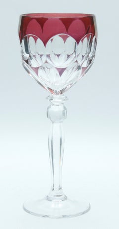 Set di sei bicchieri a stelo Lausitzer in cristallo con sovrapposizione colorata tagliata a trasparente