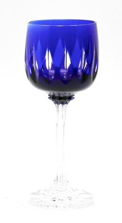 Set di sei bicchieri a stelo Lausitzer in cristallo con sovrapposizione colorata tagliata a trasparente