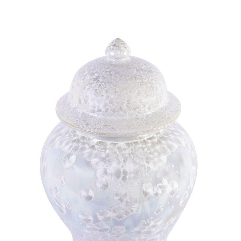 Crystal shell temple jar

The special antique process makes it looks like a piece of art from a museum. 
High fire porcelain, 100% hand shaped, hand painted. Distress, chips and other imperfections create great characters of this special vintage