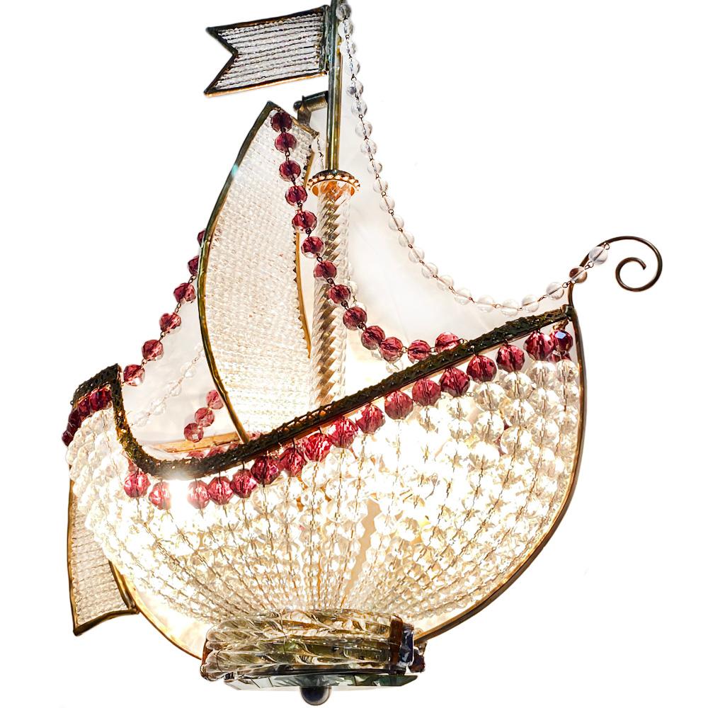 French Crystal Ship Chandelier