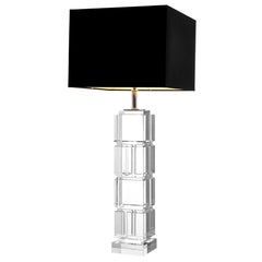 Crystal Smart Table Lamp Carved Crystal and Black Lamp Shade