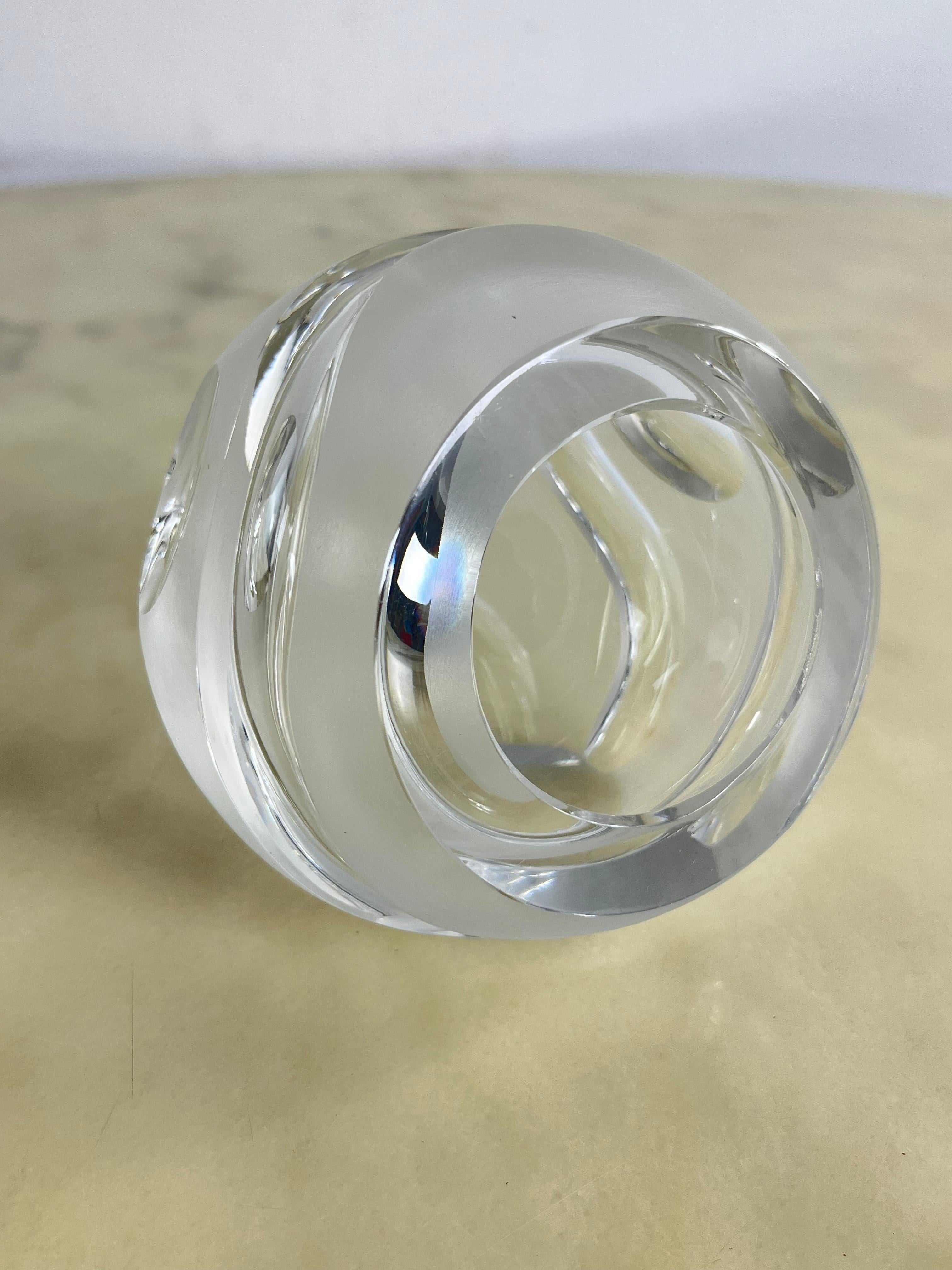 Italian Crystal Sphere Ashtray Space Age Mid-Century 1960s