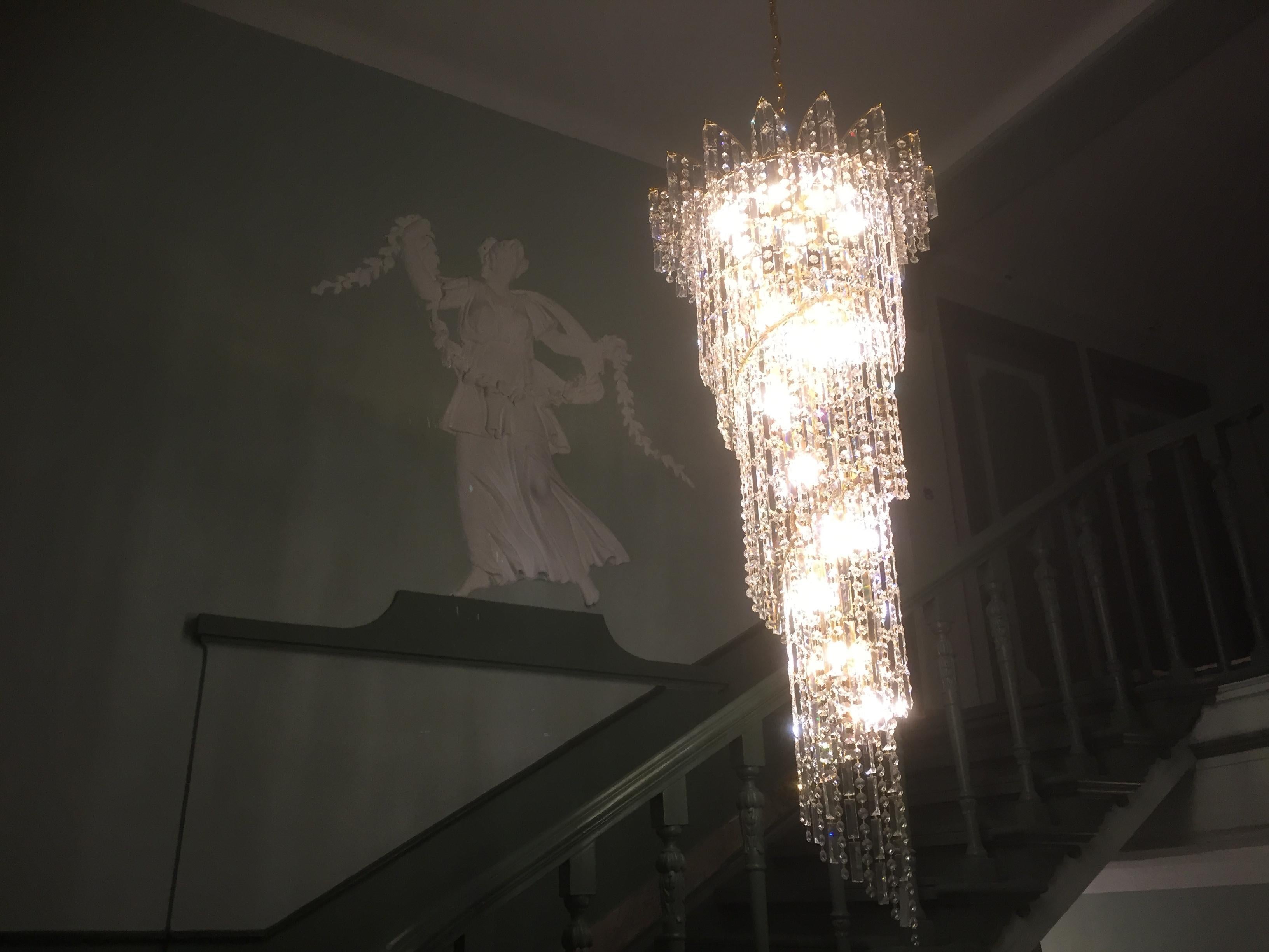 Dutch Crystal Spiral Chandelier with Swarovski Crystals For Sale