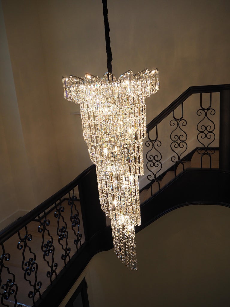 Crystal Spiral Chandelier with Swarovski Crystals For Sale at 1stDibs