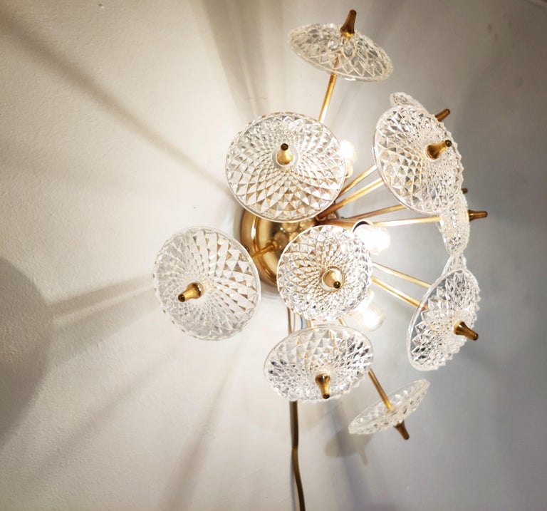 Crystal Sputnik Wall Light by Val Saint Lambert, 1960s at 1stDibs