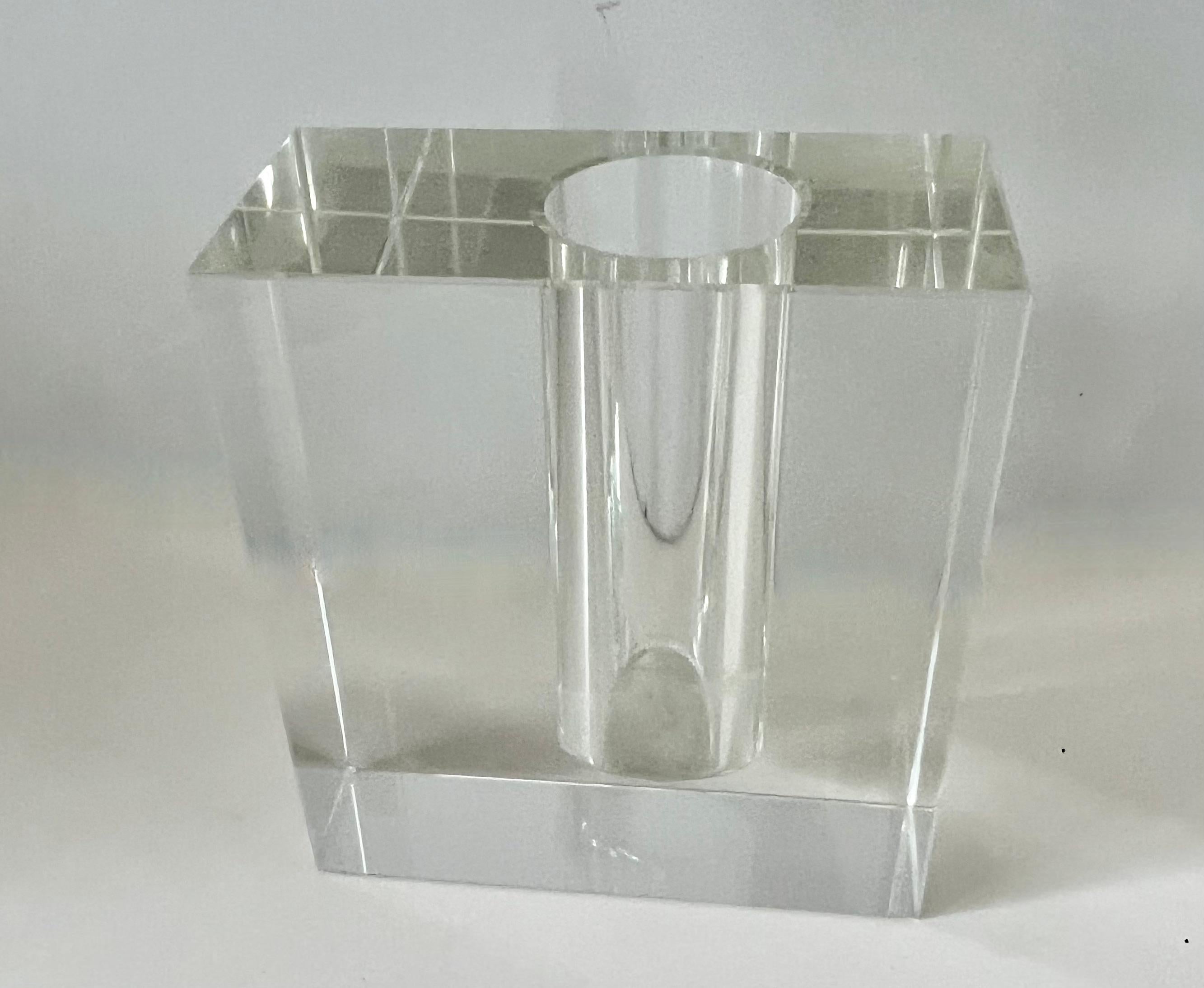 20th Century Crystal Square Architectural Bud Vase  For Sale