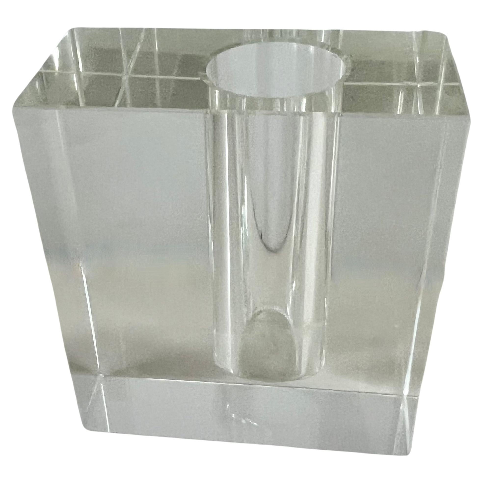 Vase à bourgeons architectural carré en cristal 