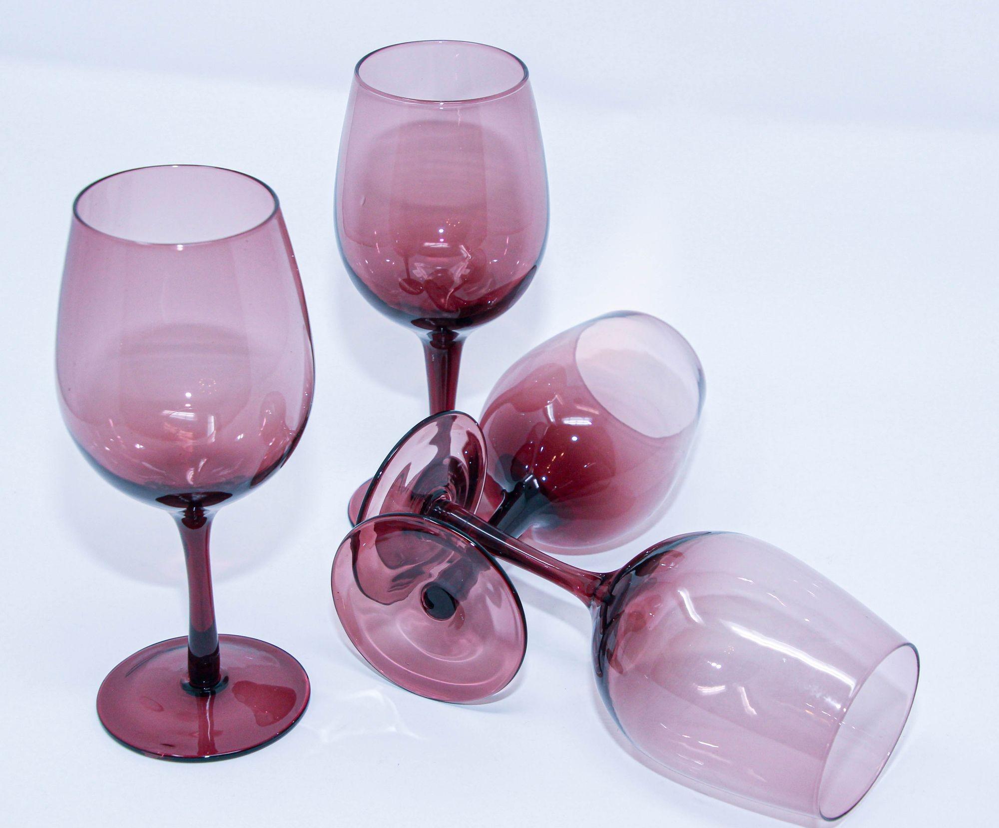 Postmoderno Bicchieri da vino di cristallo a stelo colore ametista anni '80 Articoli da bar in vendita