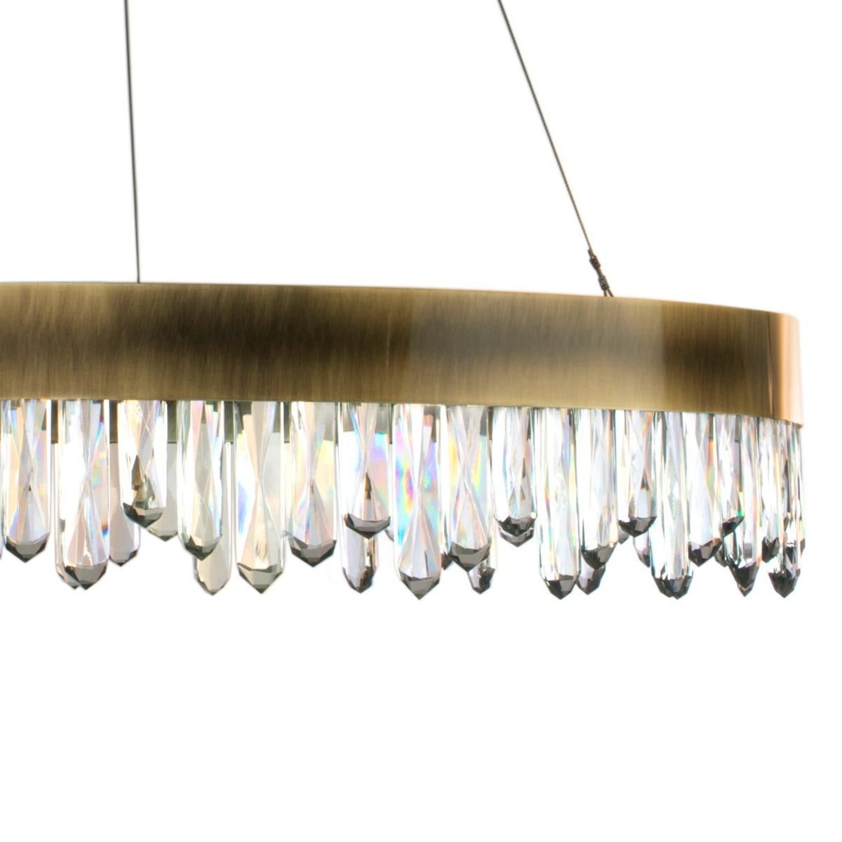 Crystal Sticks Chandelier in Antique Brushed Brass In New Condition For Sale In Paris, FR