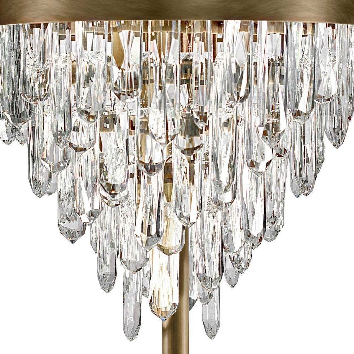Contemporary Crystal Sticks Floor Lamp in Antique Brushed Brass For Sale