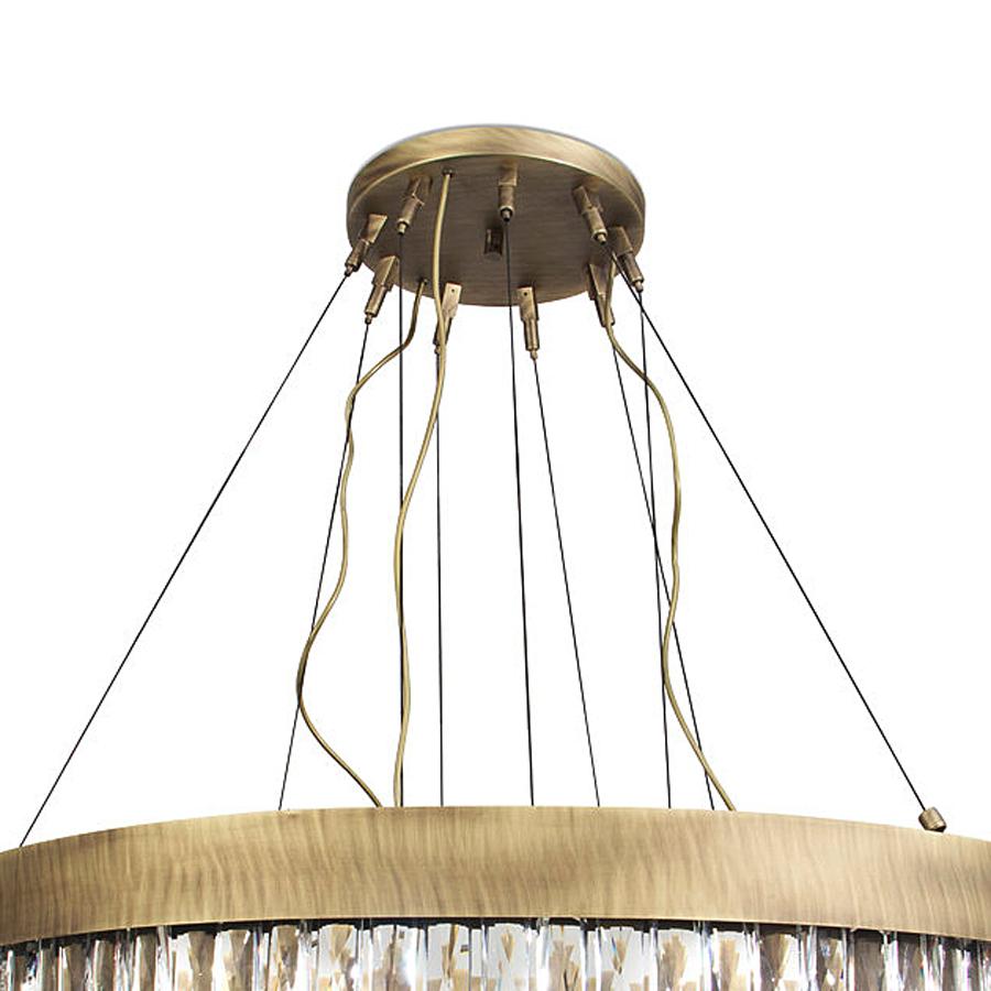 Contemporary Crystal Sticks Triple Chandelier in Antique Brushed Brass For Sale