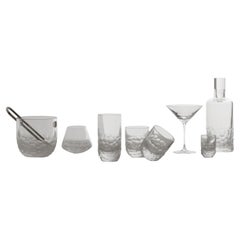 Crystal Stone, Set of bar glasses, glacette and crystal bottles.