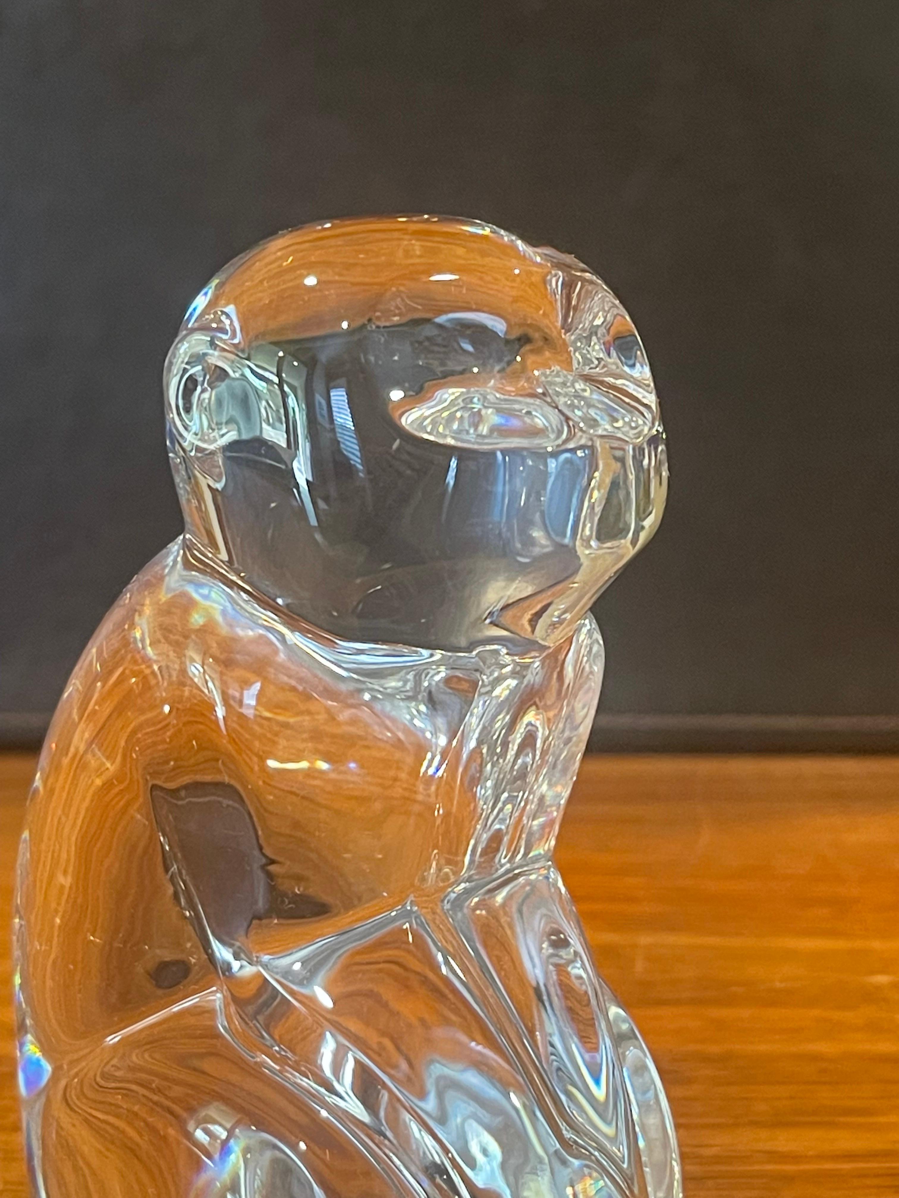20th Century Crystal Stylized Monkey Sculpture by Katherine De Sousa for Val Saint Lambert For Sale