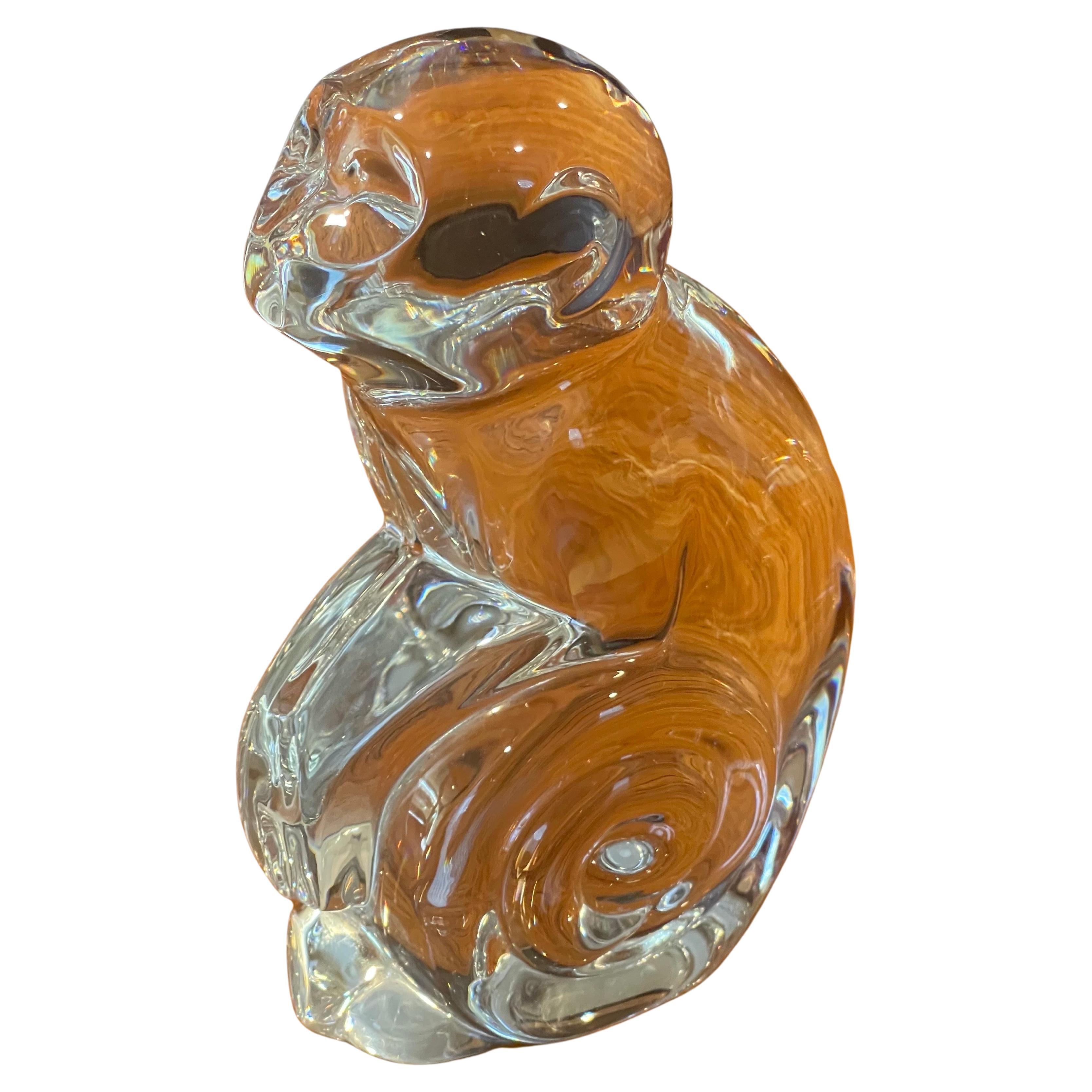 Sculpture de singe stylisé en cristal de Katherine De Sousa pour Val Saint Lambert
