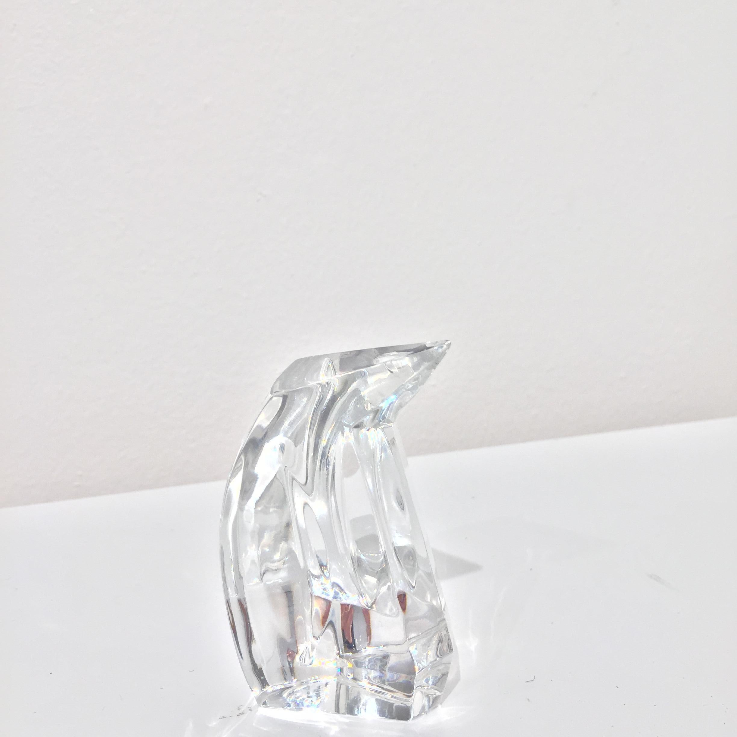 Belge Sculpture de pingouin stylisée en cristal de l'usine de cristal Val St. Lambert en vente