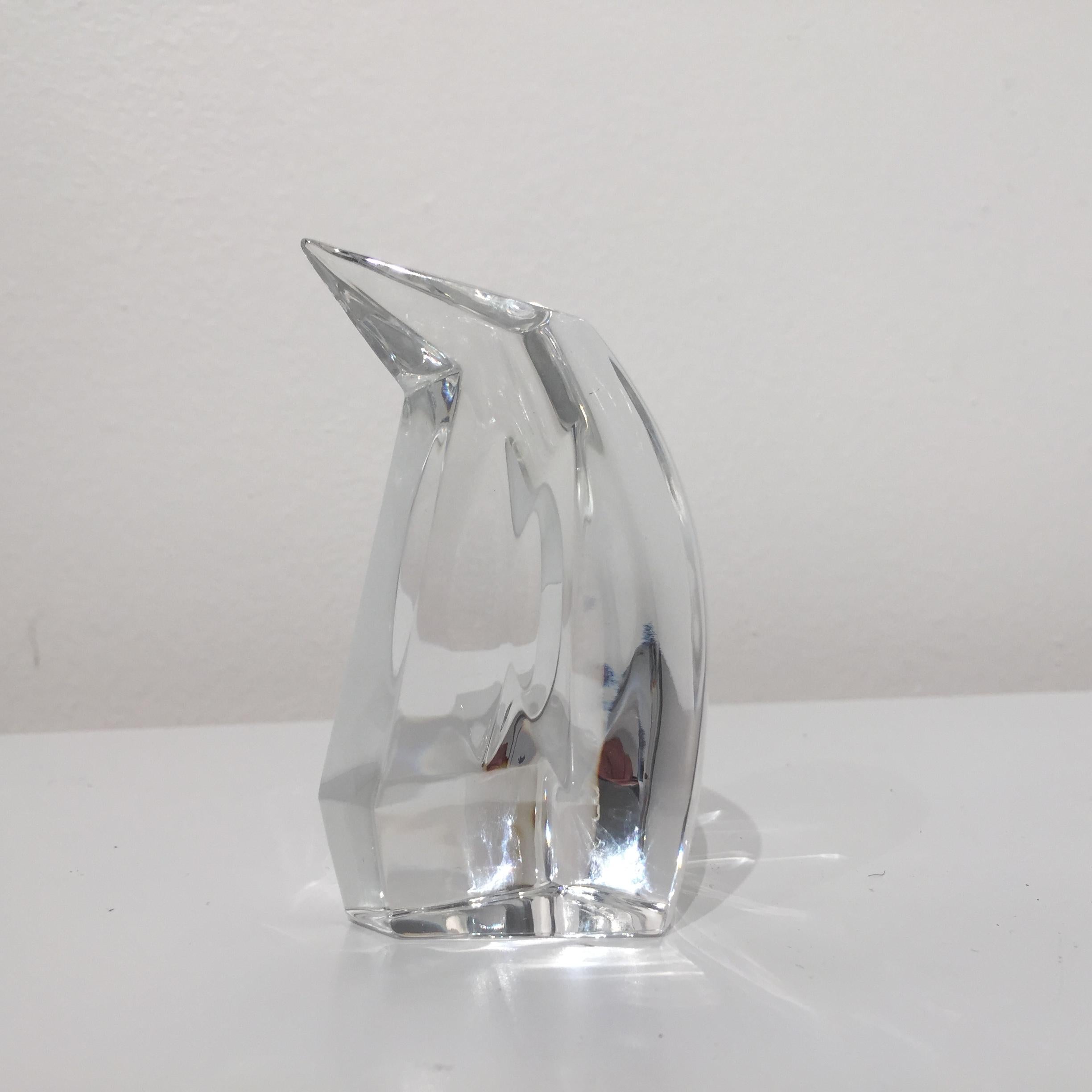 Sculpture de pingouin stylisée en cristal de l'usine de cristal Val St. Lambert Bon état - En vente à San Diego, CA