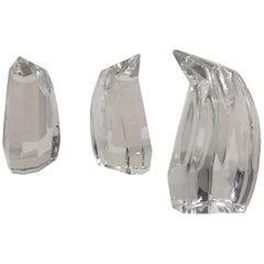 Crystal Stylized Penguin Sculpture by Val St. Lambert Crystal Factory