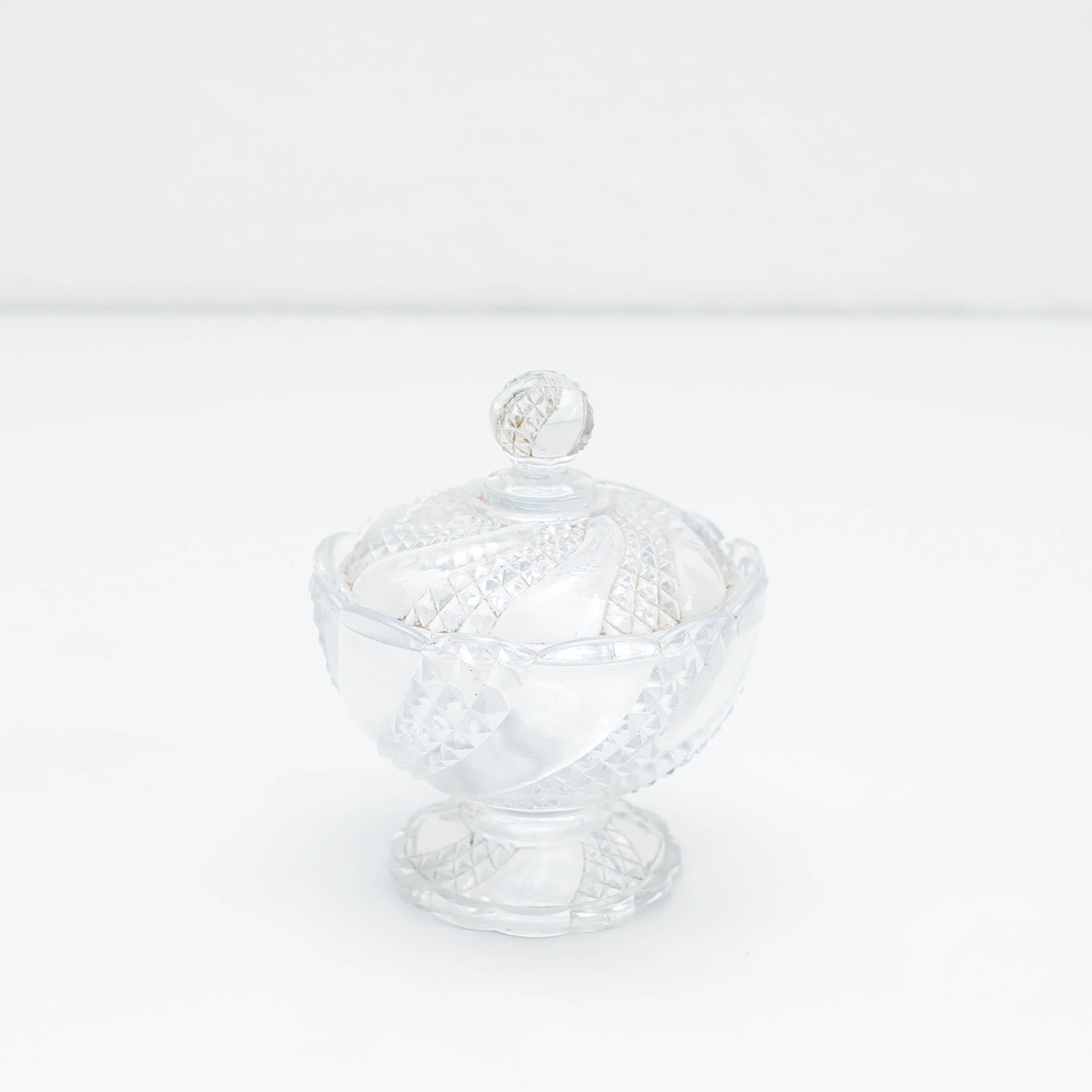 Mid-Century Modern Crystal Sugar Bowl, circa 1930 For Sale