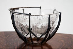 Crystal Sugar Bowl in a Metal Basket, Poland, 1940s