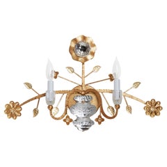 Crystal Sunflower Sconce in Florentine Gold