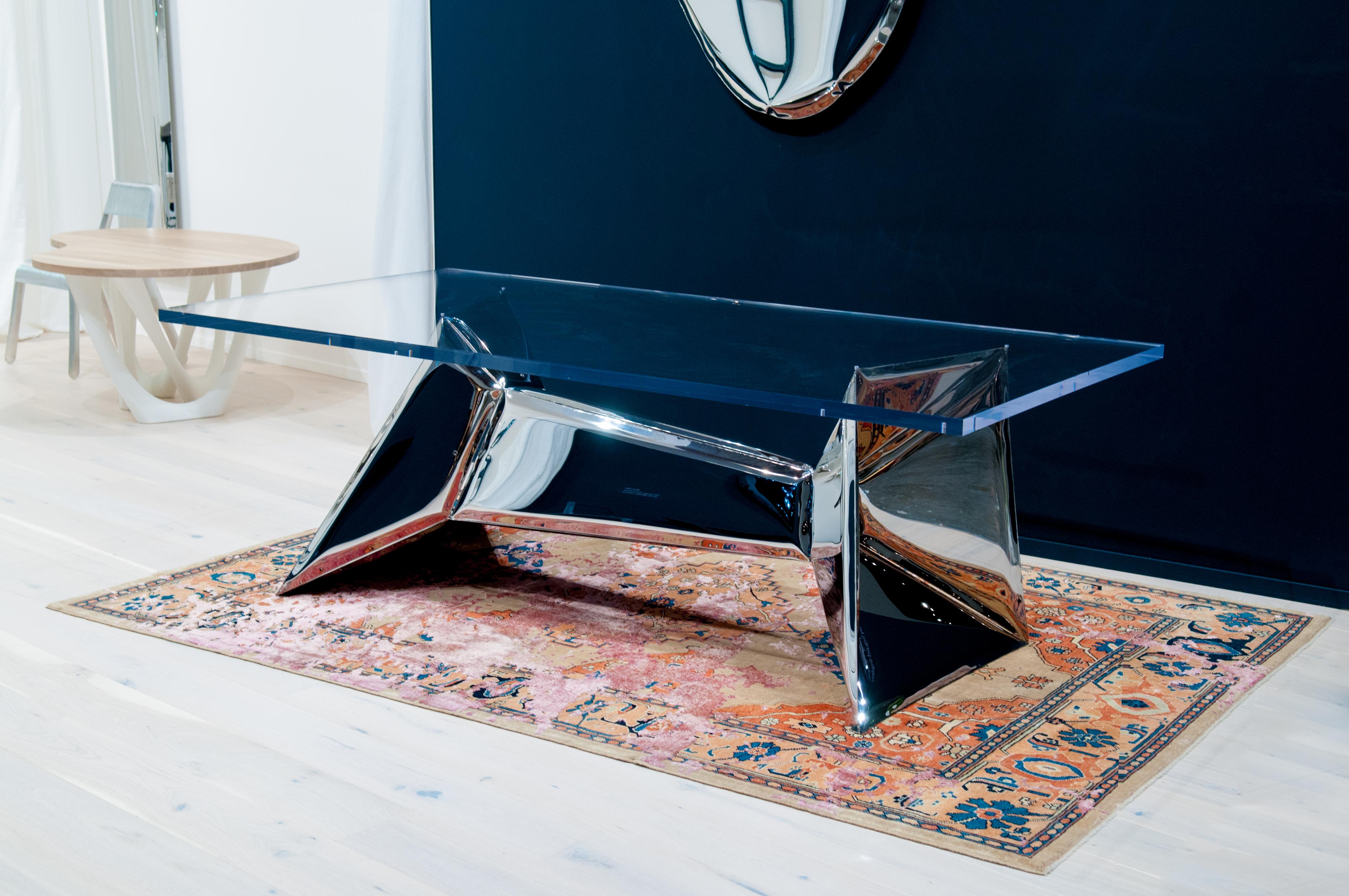 The Crystals Table in Stainless Steel, Zieta In New Condition For Sale In Geneve, CH