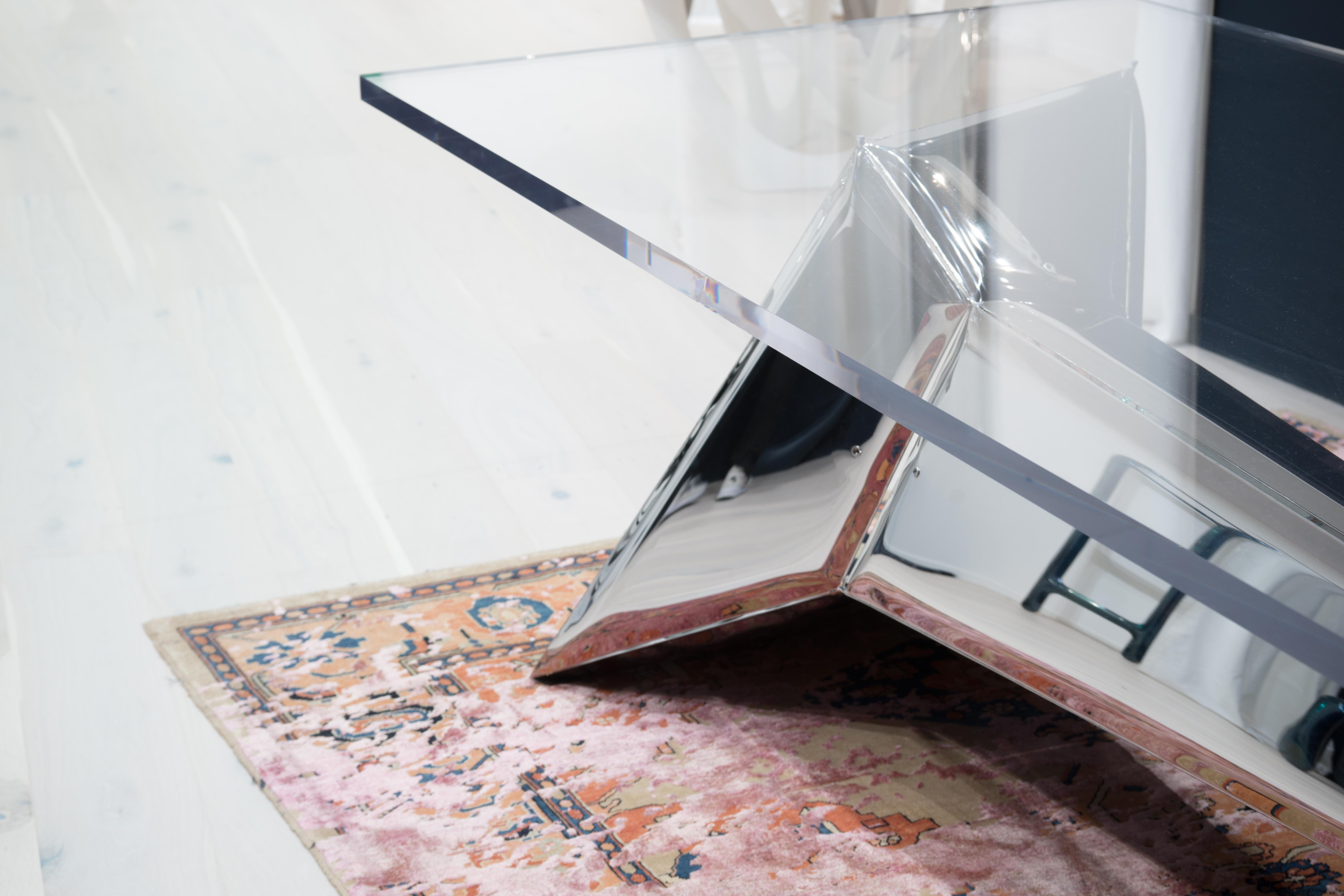 XXIe siècle et contemporain La table Crystals en acier inoxydable, Zieta en vente