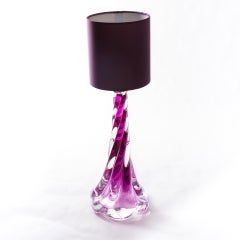 Crystal Table Lamp by Val Saint Lambert, Belgium, circa 1950