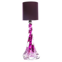 Crystal Table Lamp by Val Saint Lambert, Belgium, circa 1950