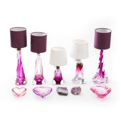 Crystal Table Lamp by Val Saint Lambert, Belgium