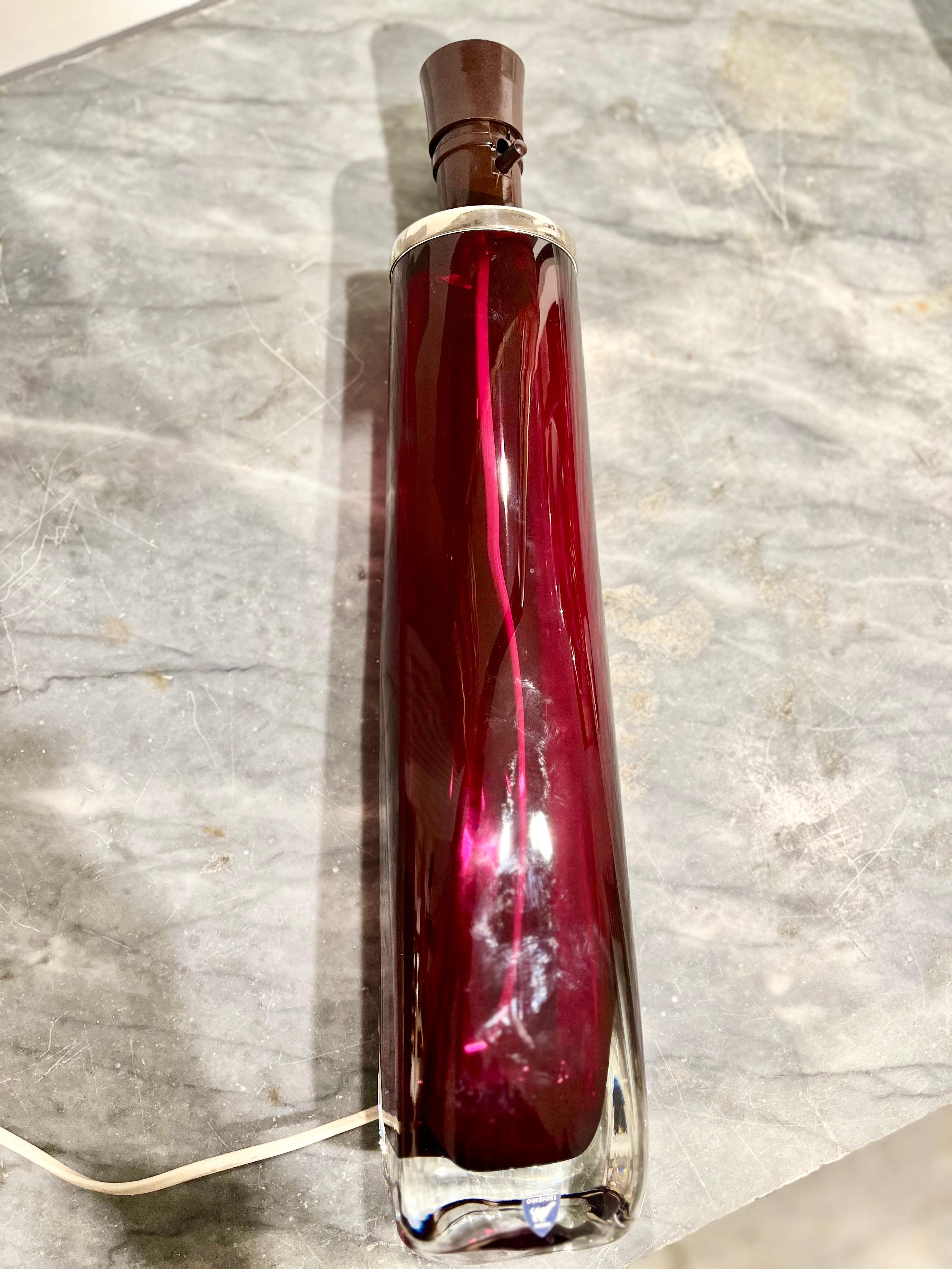 Crystal Table Lamp Design Carl Fagerlund for Orrefors 1960 For Sale 3